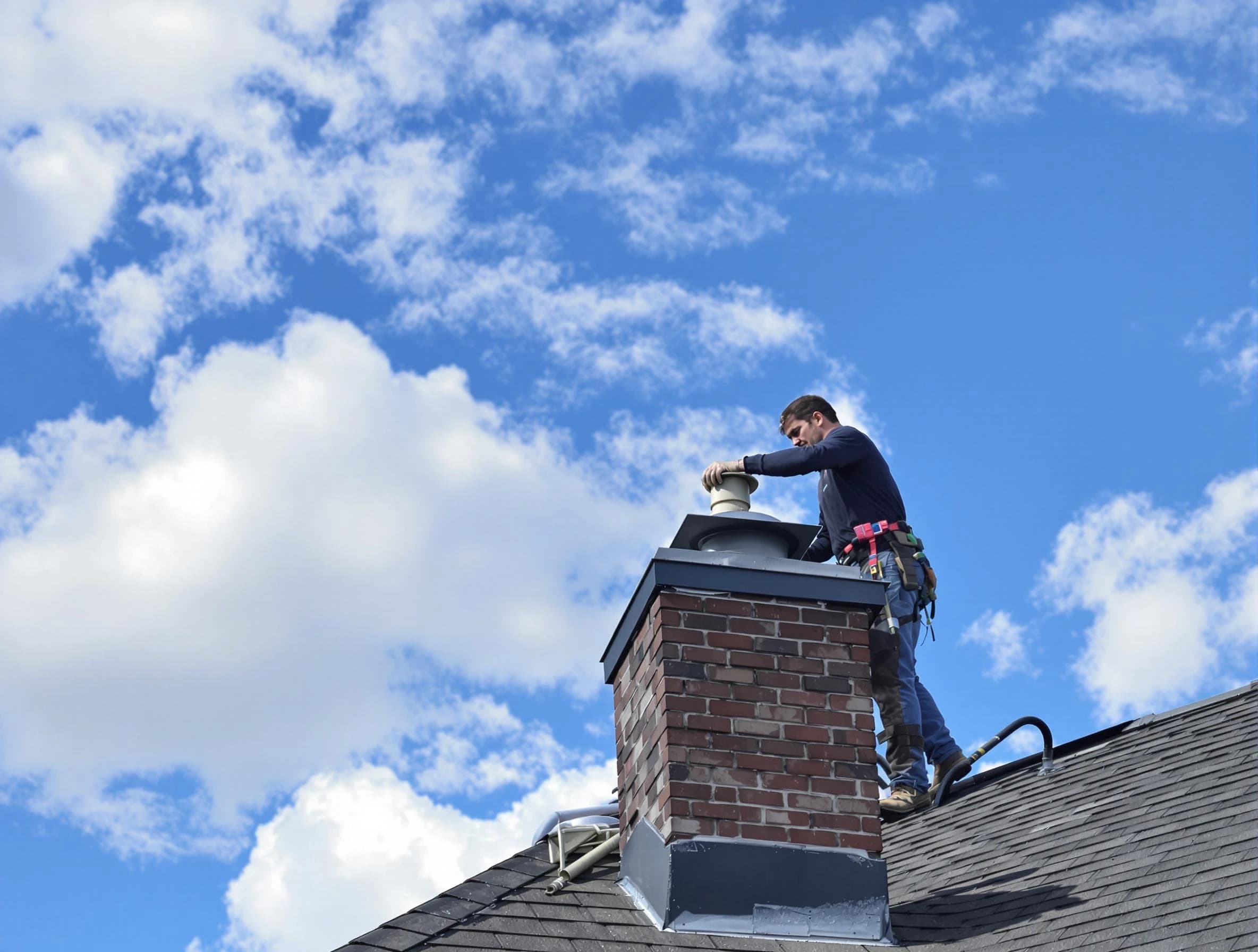 Hackensack Chimney Sweep installing a sturdy chimney cap in Hackensack, NJ