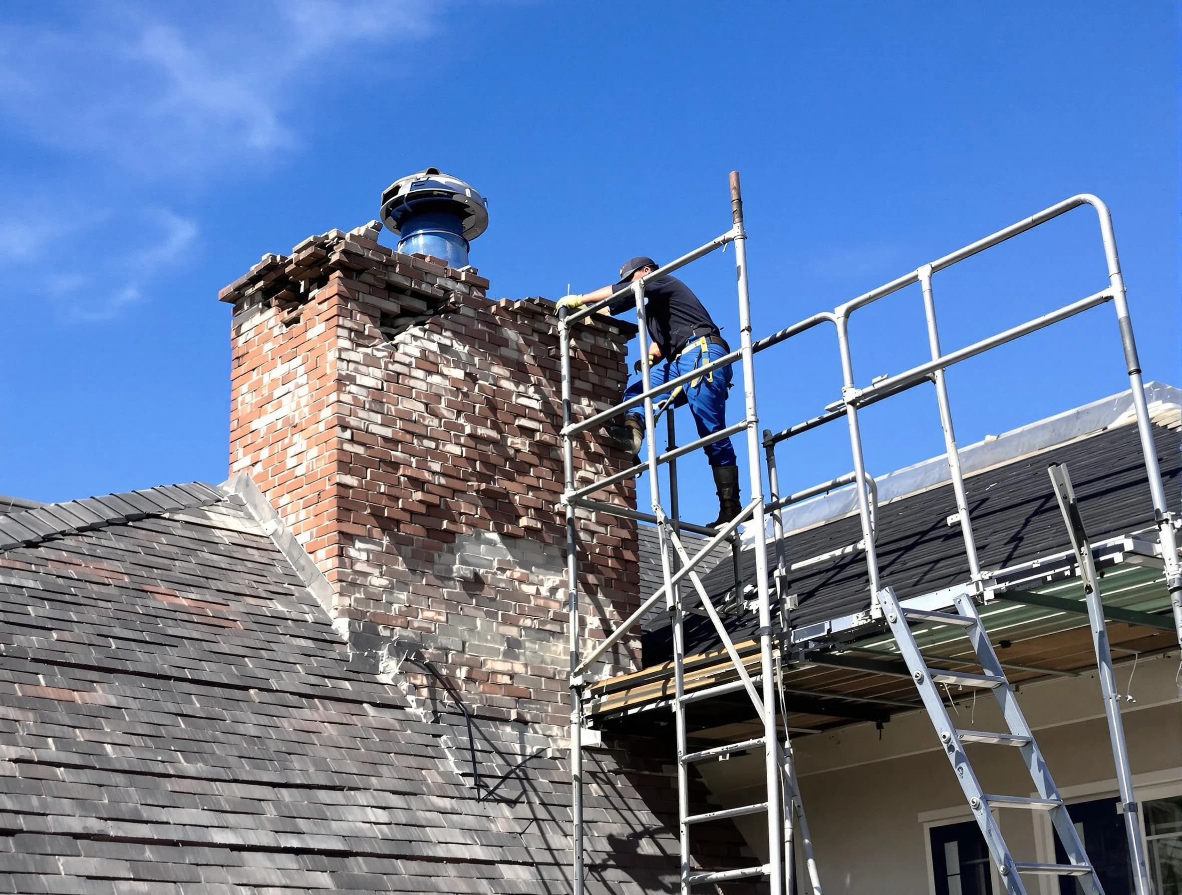 Rebuilding a chimney structure by Hackensack Chimney Sweep in Hackensack, NJ