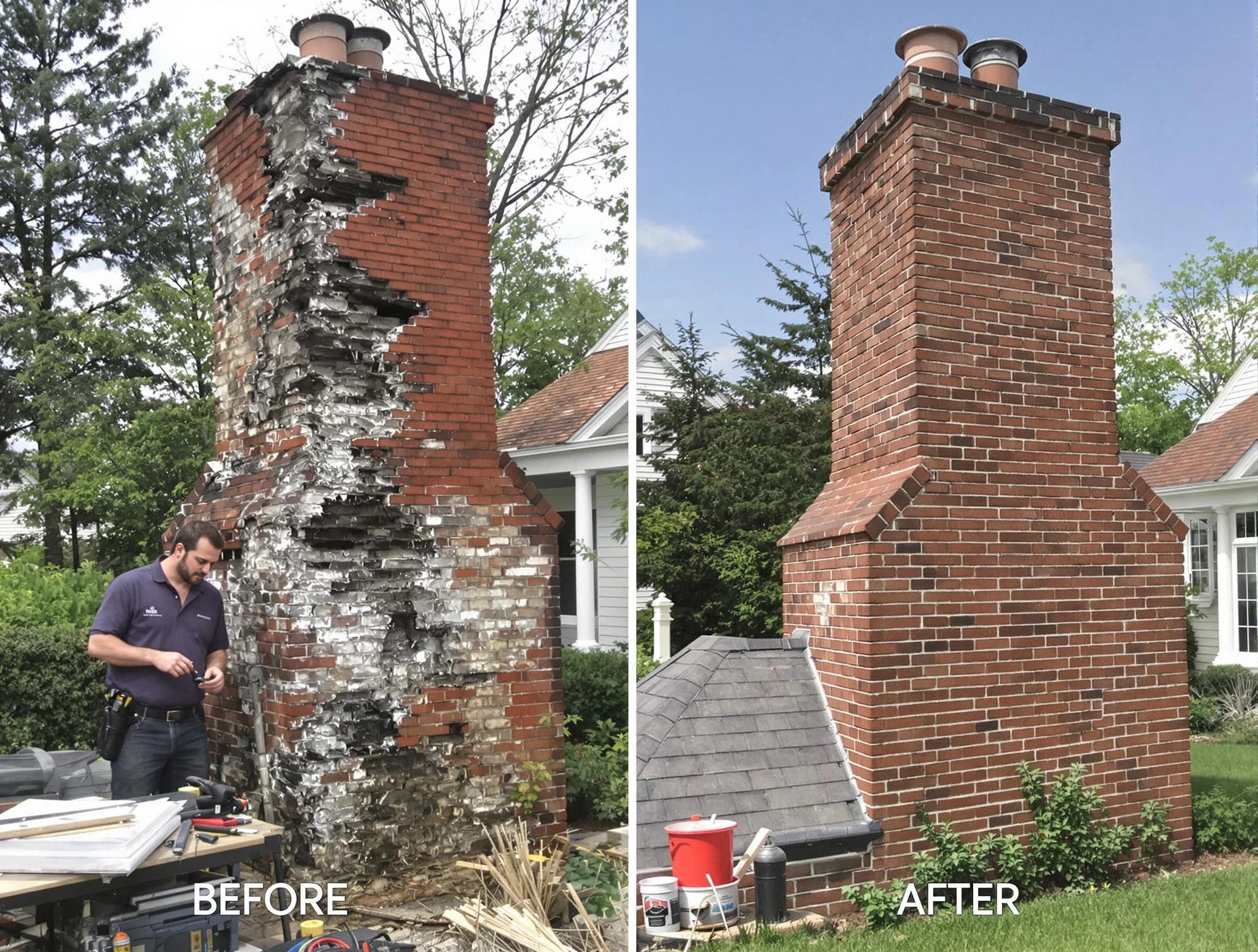 Hackensack Chimney Sweep performing a full chimney restoration in Hackensack, NJ
