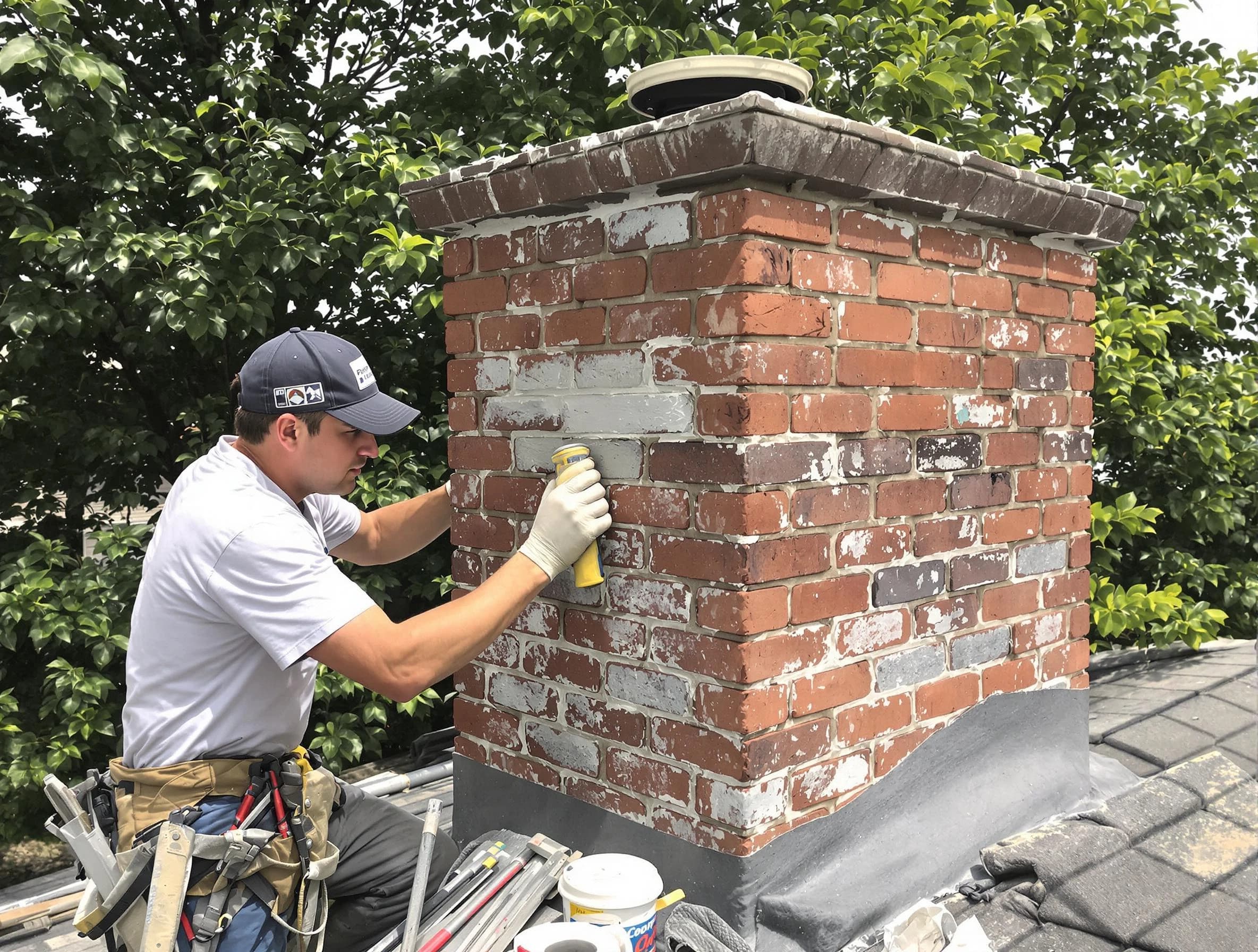 Hackensack Chimney Sweep restoring an aging chimney in Hackensack, NJ