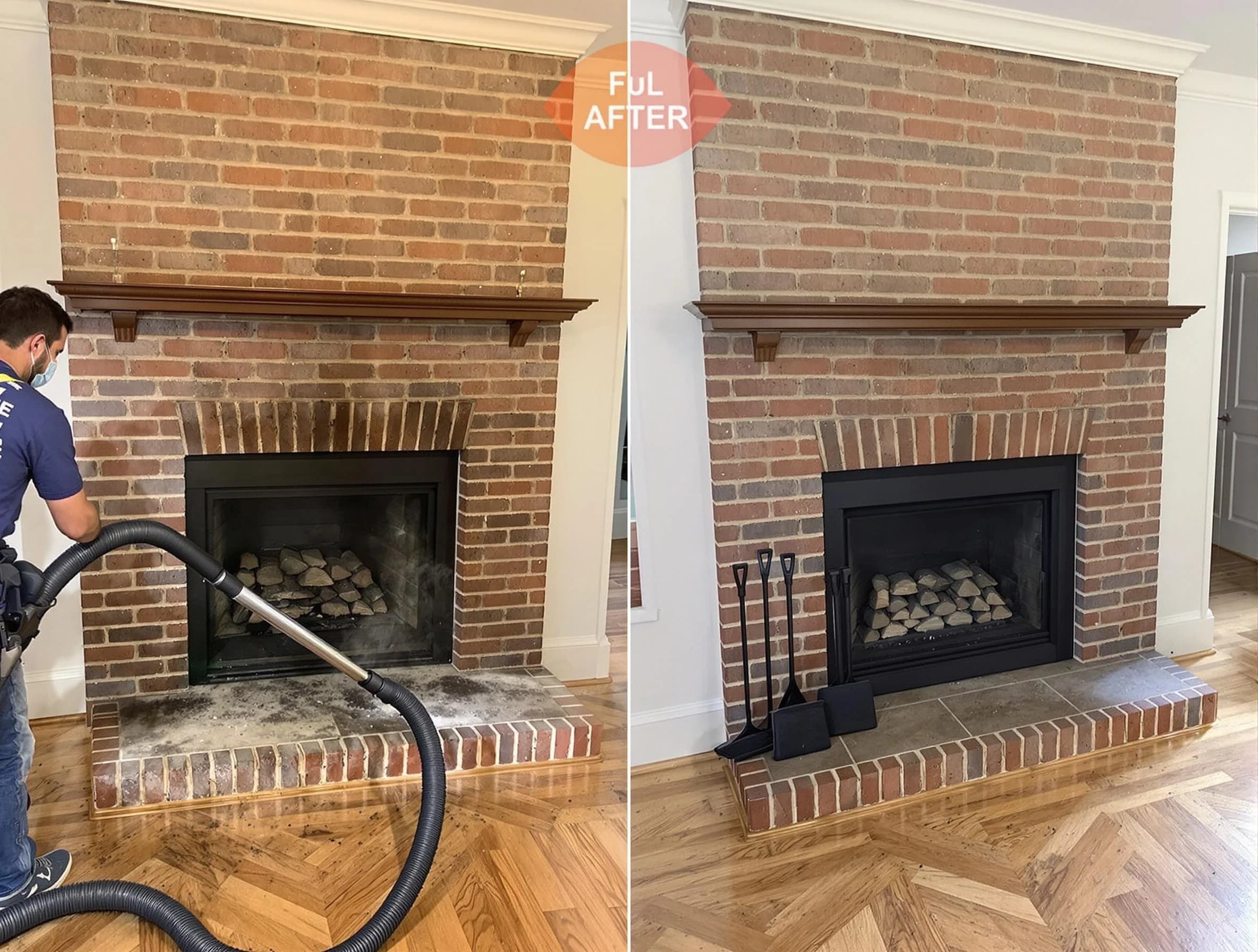 Hackensack Chimney Sweep carefully sanitizing a fireplace in Hackensack, NJ
