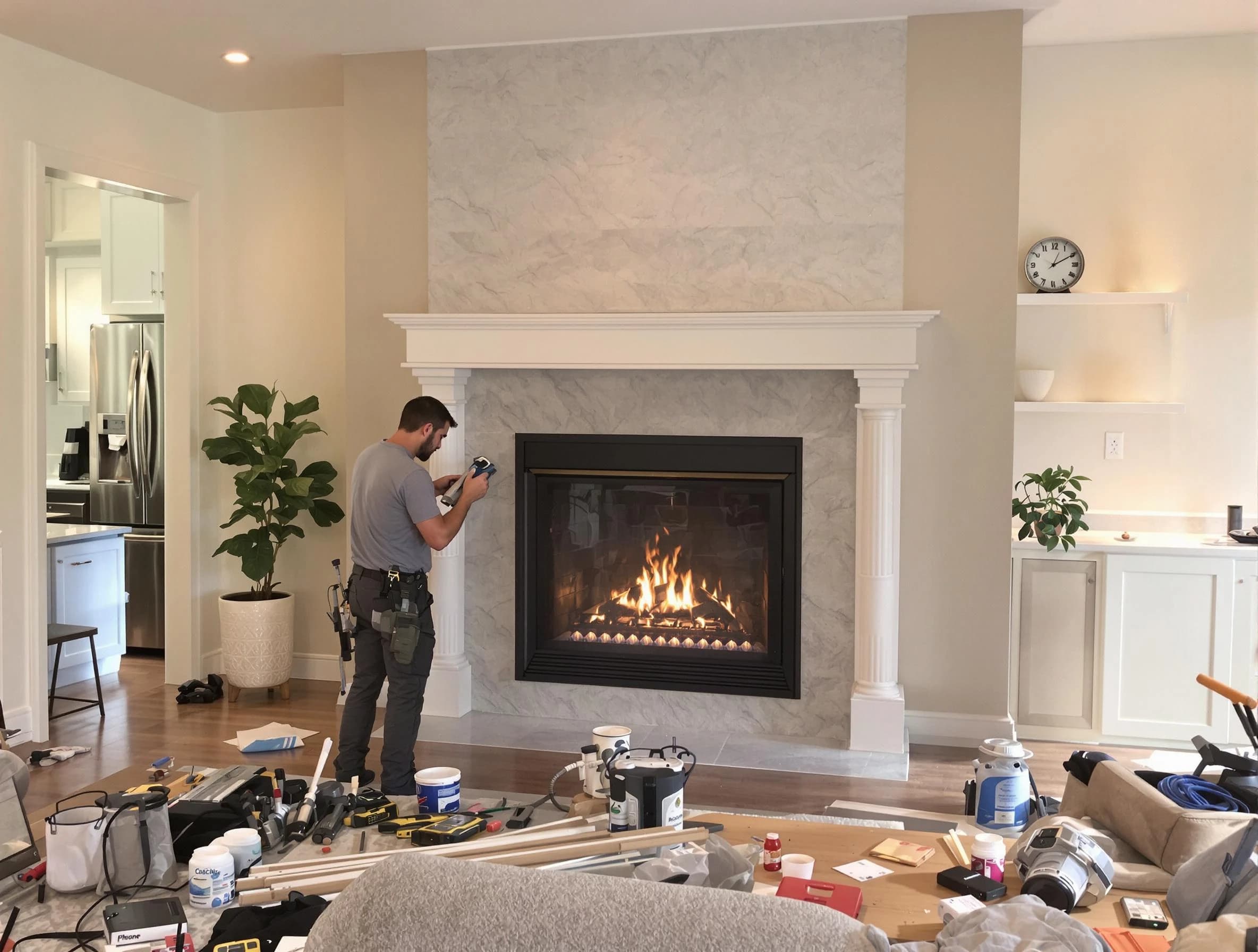 Newly installed fireplace by Hackensack Chimney Sweep in Hackensack, NJ