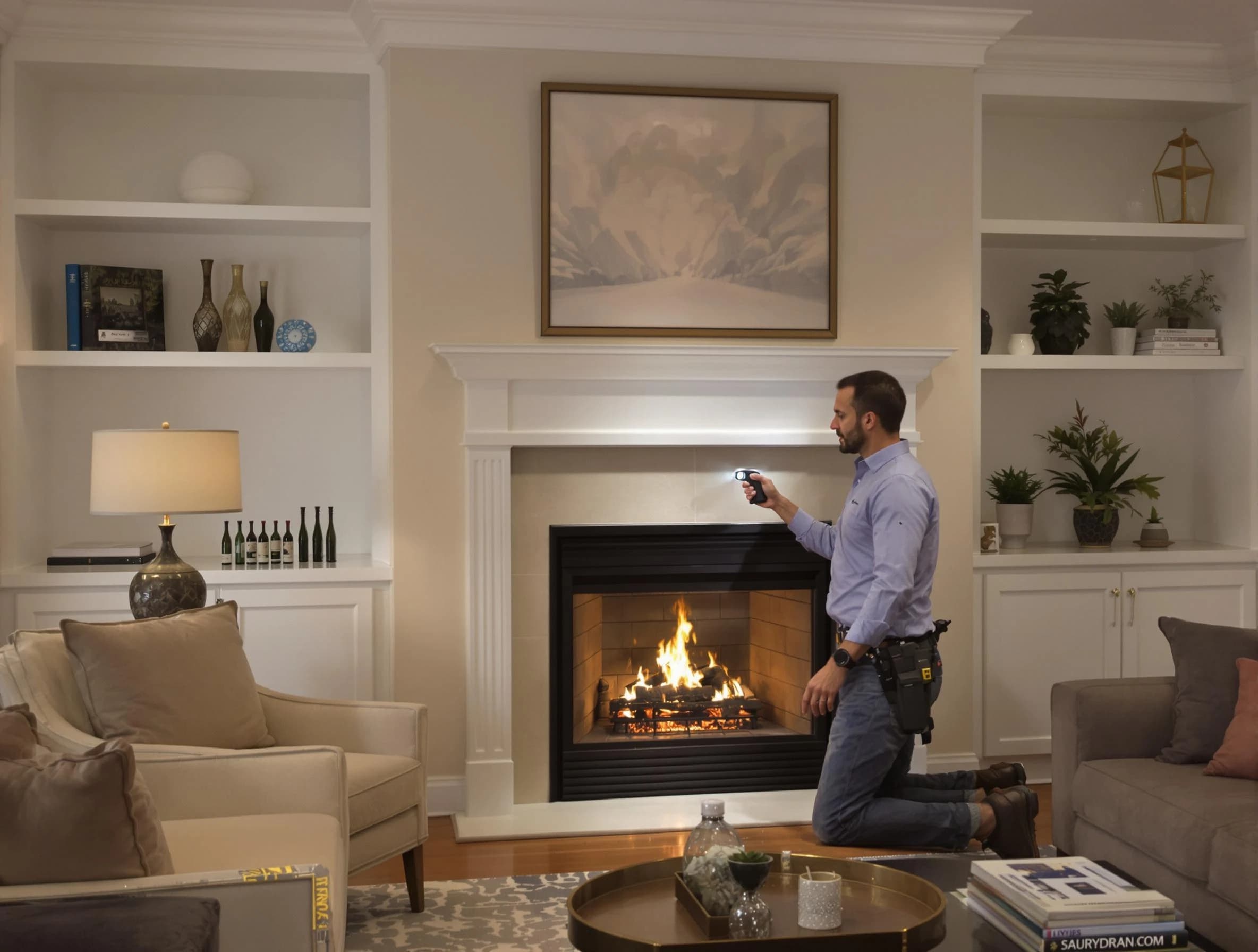 Hackensack Chimney Sweep conducting a fireplace safety inspection in Hackensack, NJ