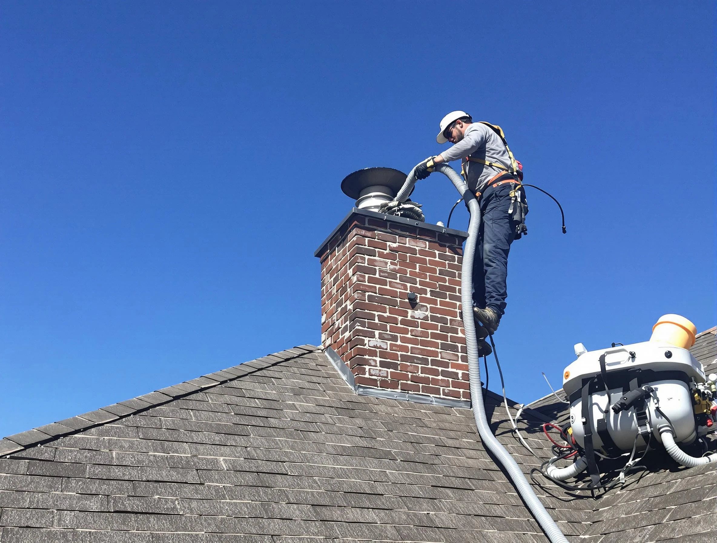 Dedicated Hackensack Chimney Sweep team member cleaning a chimney in Hackensack, NJ