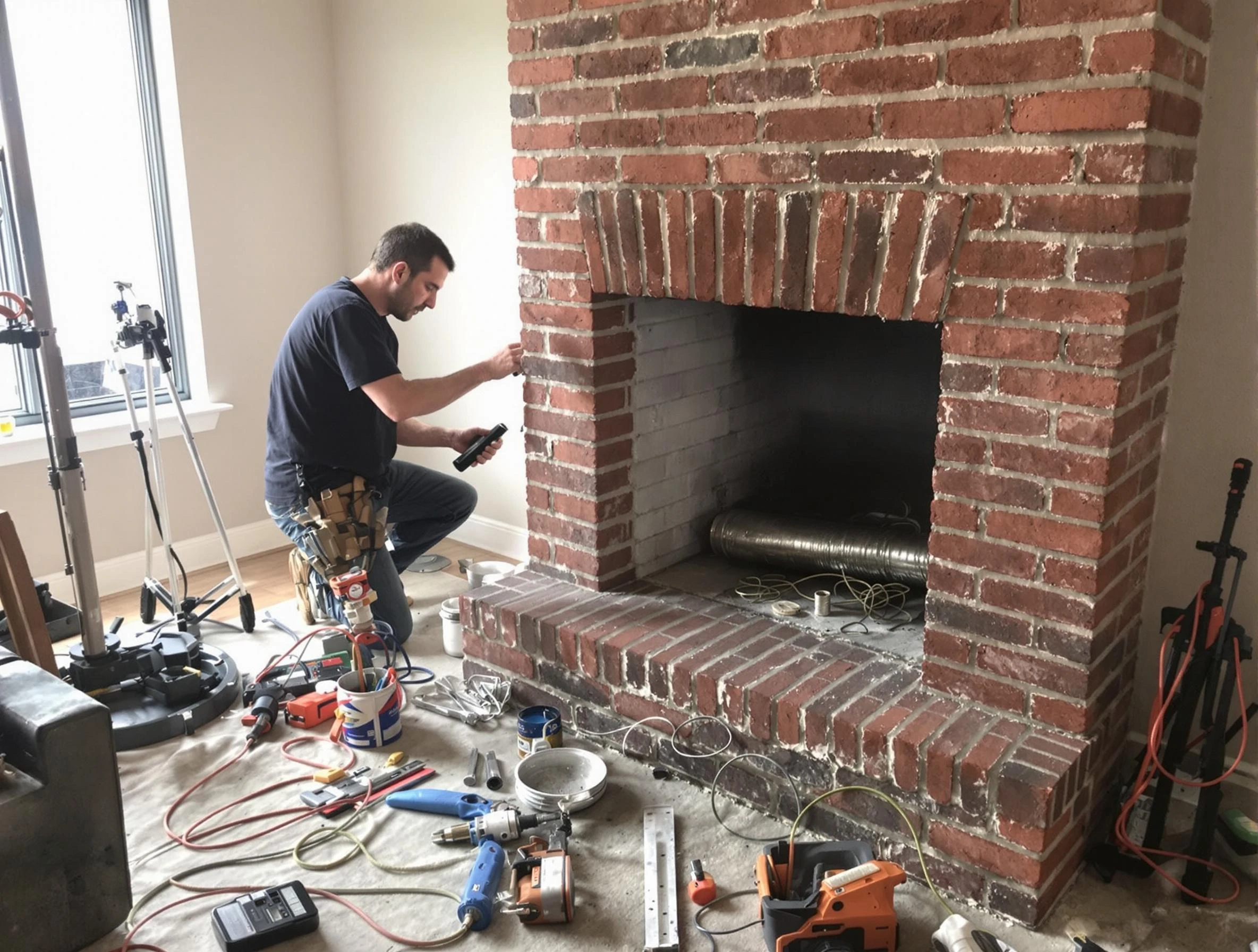Hackensack Chimney Sweep specialist finalizing chimney liner service in Hackensack, NJ