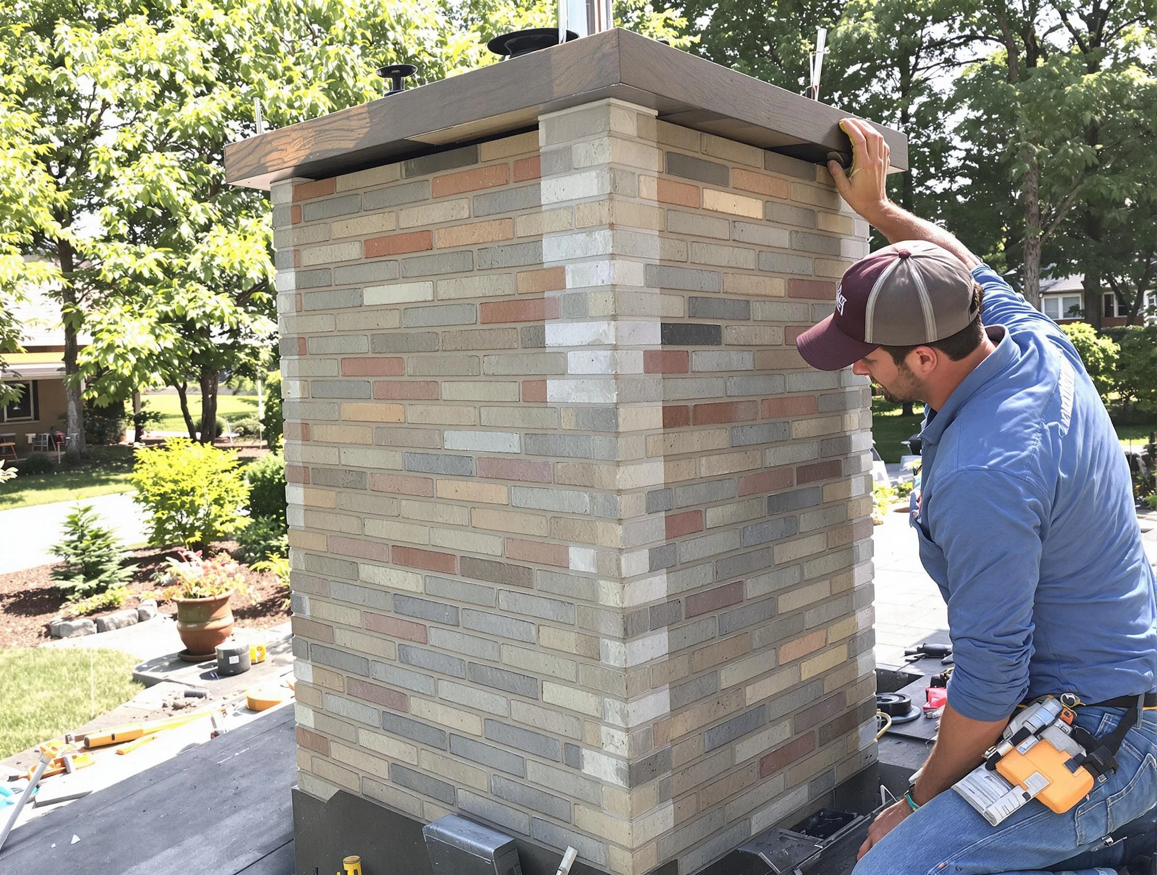 Hackensack Chimney Sweep completing a modern chimney remodel in Hackensack, NJ