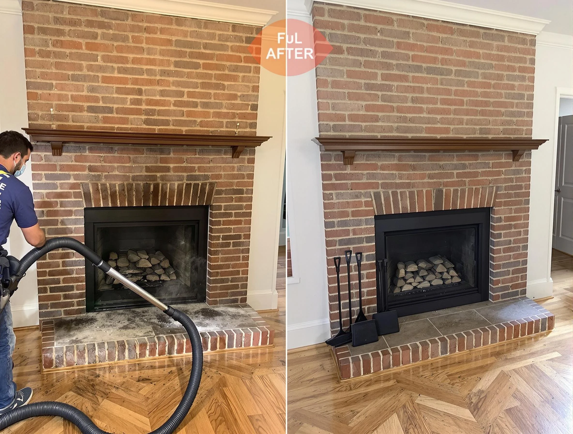 Hackensack Chimney Sweep carefully sanitizing a fireplace in Hackensack, NJ