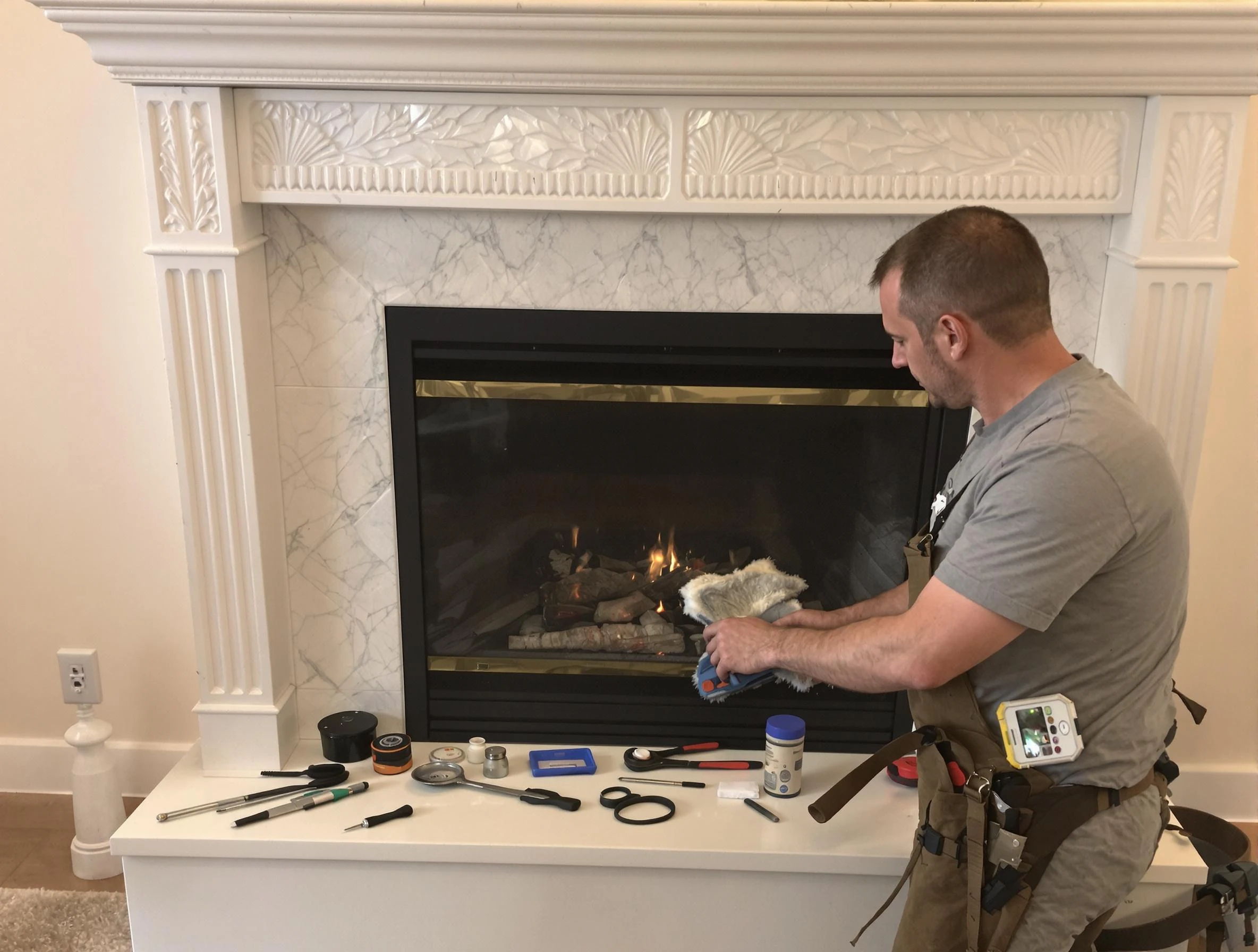 Hackensack Chimney Sweep performing fireplace maintenance in Hackensack, NJ